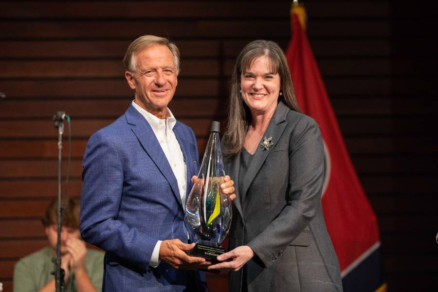 Lipscomb President Candice McQueen and former Tennessee Gov. Bill Haslam