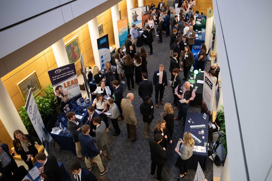 Students and accounting firms at a career fair on Lipscomb's campus