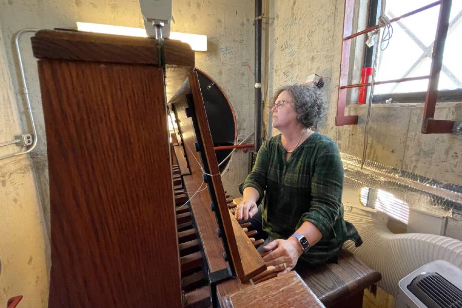 Donna King plays rhe carillon. 