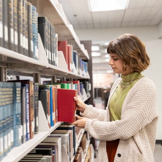 Student at library