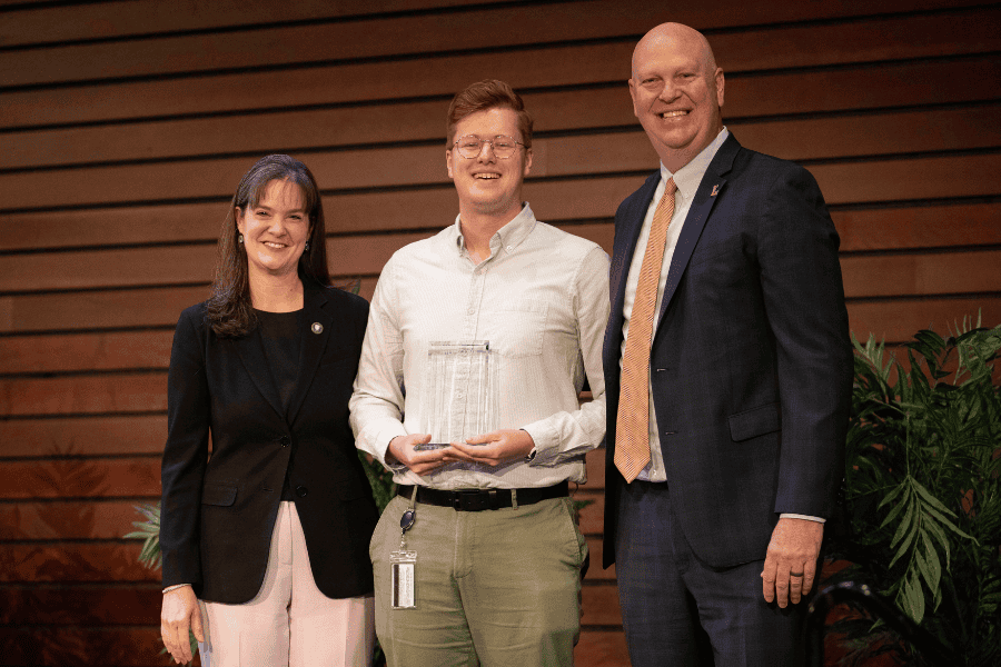Caleb Miller with Dr Candice McQueen and Brian Mast at Lipscomb Faculty Staff Awards 2025