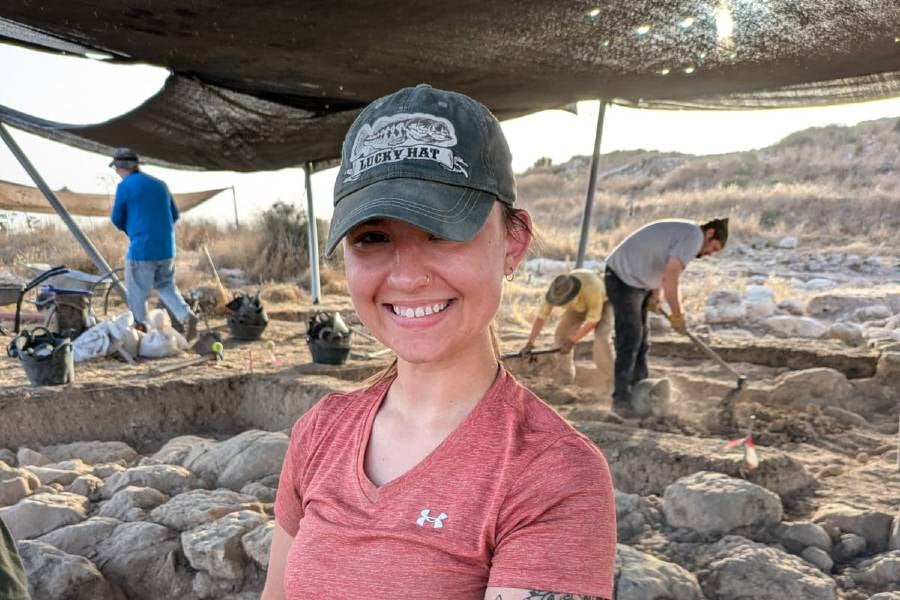 Emma Knelange on an excavation.