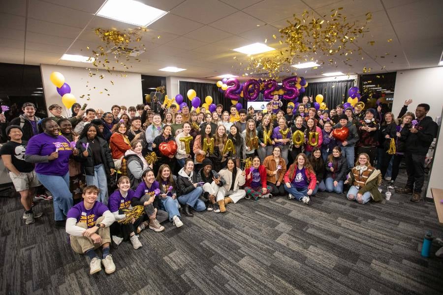 Students gathered to celebrate Giving Day success. 