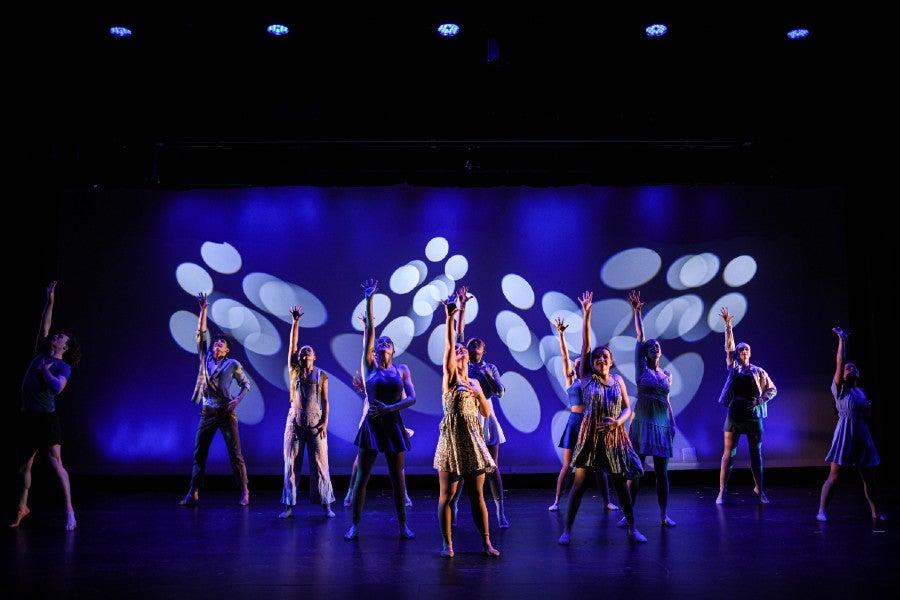 Students on stage in the 2025 Elevate dance performance