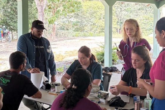 Students and Nurses working with patients in the clinic.