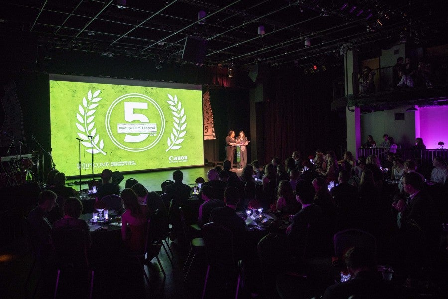 The festival stage and presenters in years past