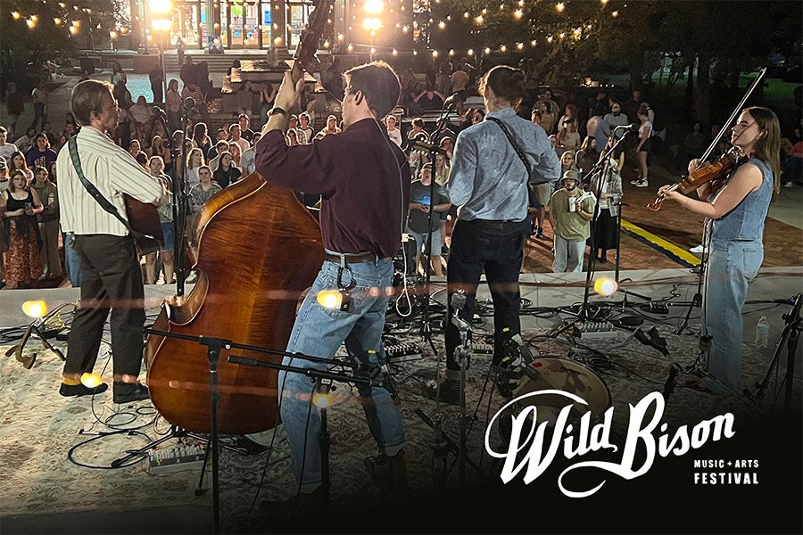 Bluegrass musicians on stage at Wild Bison Festival