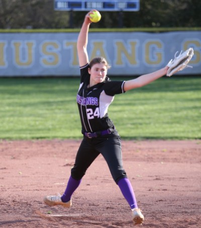 Girl pitching a softball