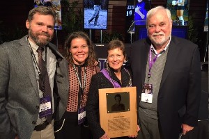 Robbie Davis with family at the Young Alumna of the Year Award ceremony