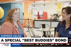 Abigail Hardage  being interviewed on Channel 4