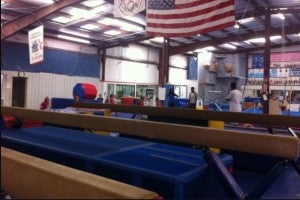 Balance beams in the Rockdale Gymnastics gym