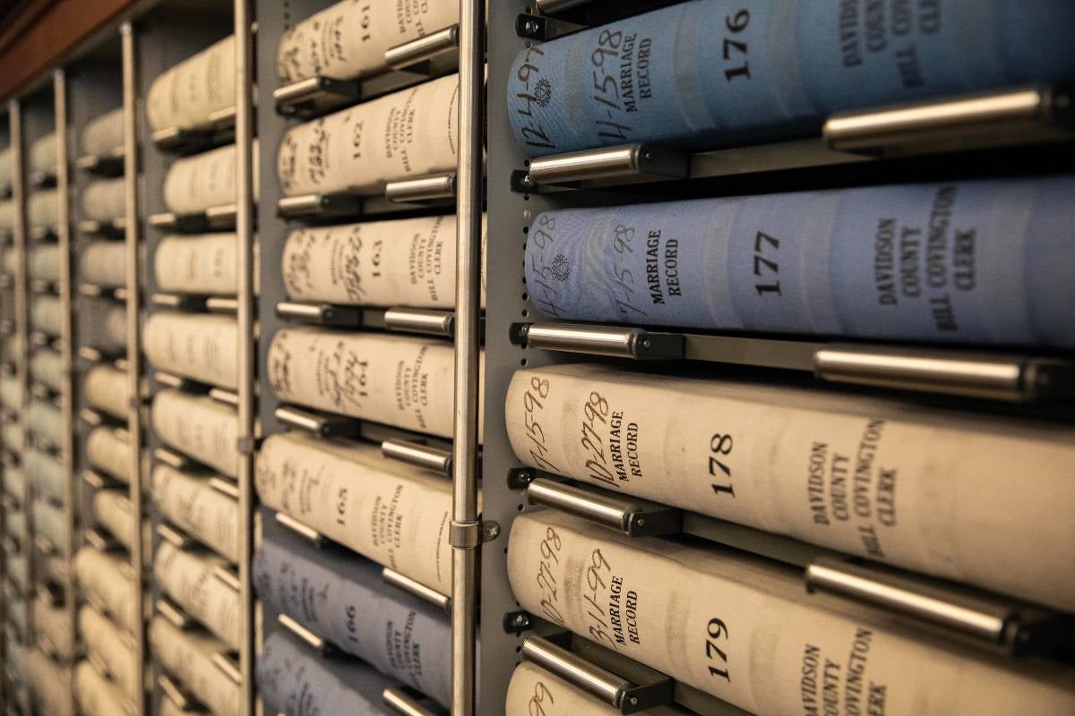 record books in the Metropolitan Nashville Archives