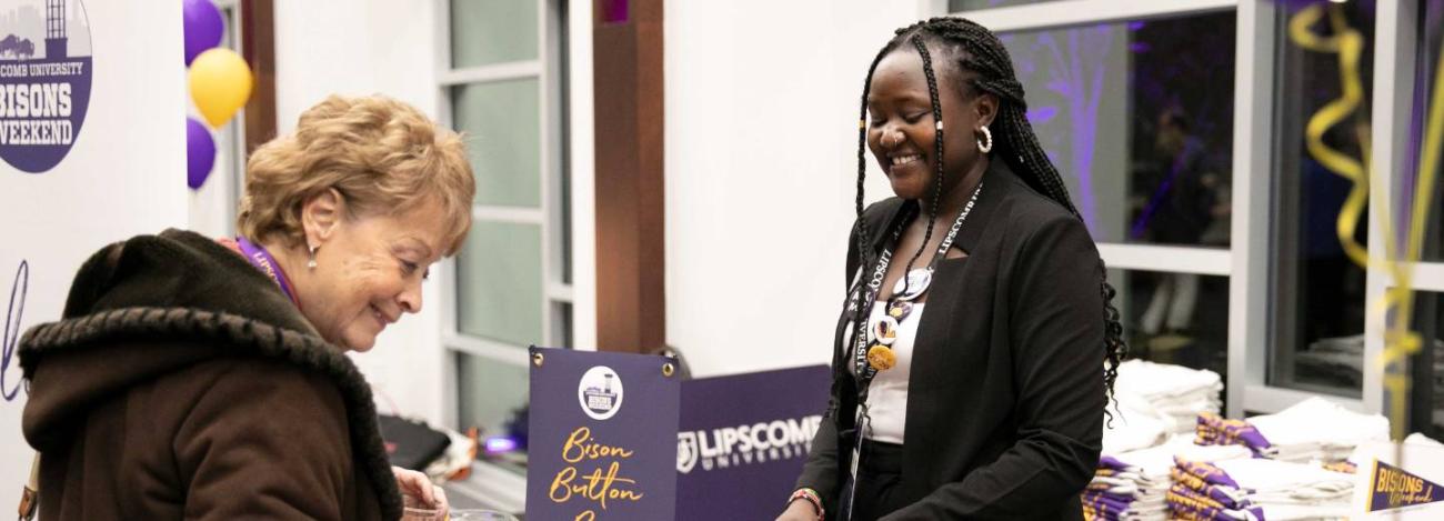 Student and alumni at bisons weekend