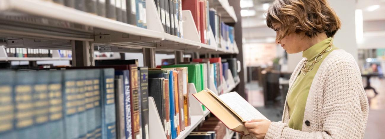 student at the library