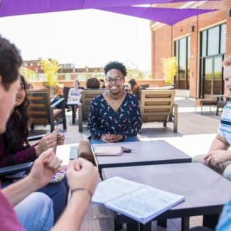 students talking