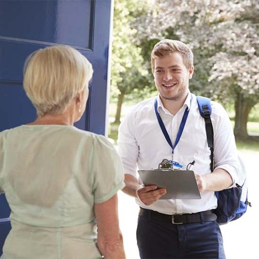 social worker on home visit