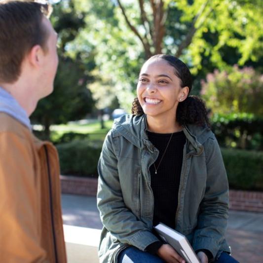 Prospective student with her counselor