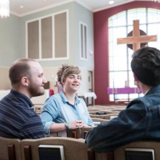 students in chapel