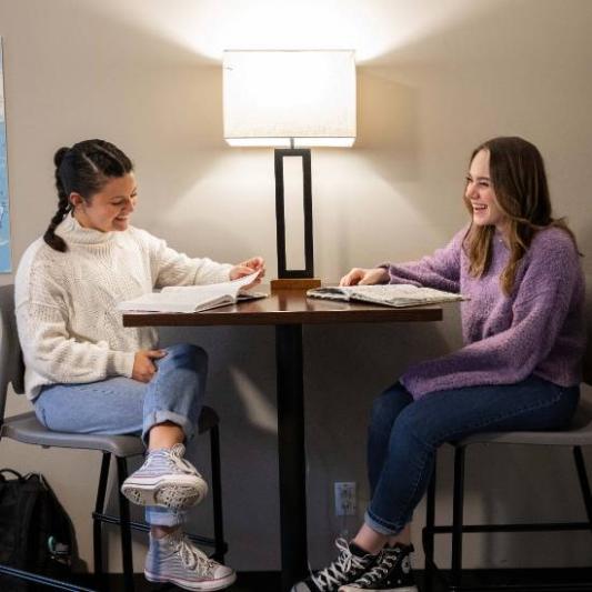 students talking