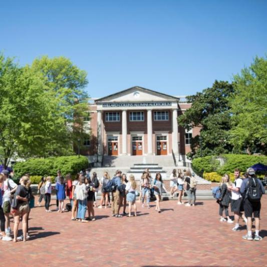 Students commune in Bison Square