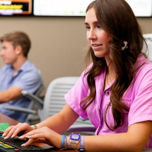 student on the computer