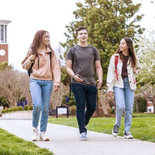students walking and talking