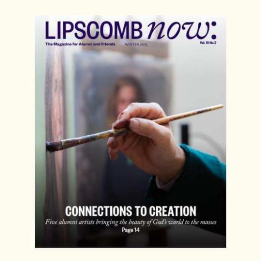 Magazine cover with a hand holding a paint brush and painting