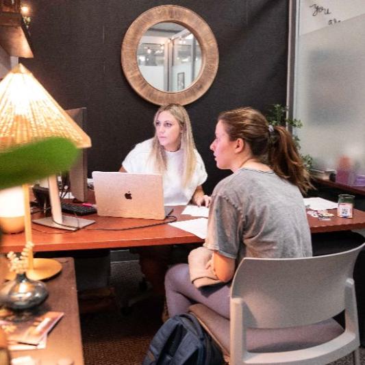 Student with admission counselor