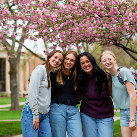 Students on Lipscomb's campus in the spring