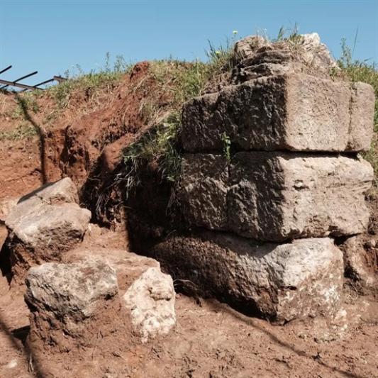 Rocks at Ashdod in the process of excavation by archaeologists