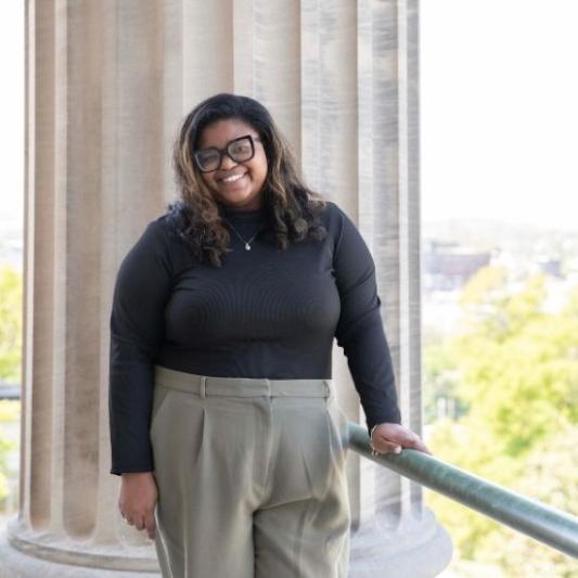 graduate student poses at TN Capitol