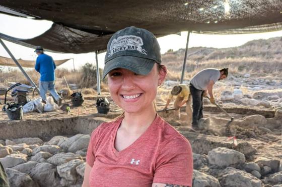 Emma Knelange on an excavation. 