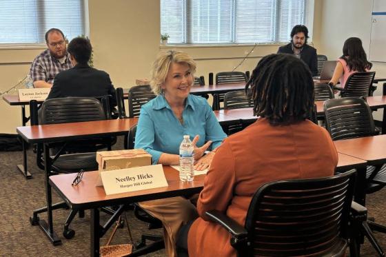 Students participate in mock interview