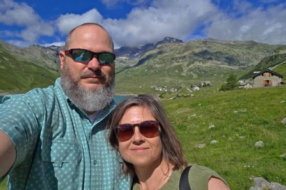 Robert Brown with wife, Donita, in the Swiss Alps. 