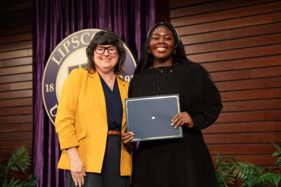 Provost Jennifer Shewmaker (left) and Sharon Ajiboye (right)
