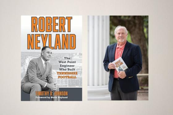 book cover side-by-side with a portrait of author Tim Johnson 