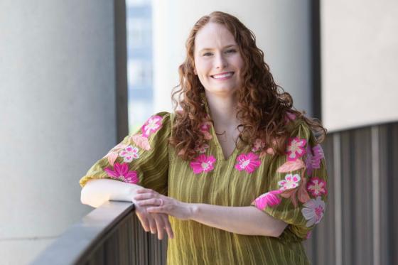 portrait of Kate Gunn at the state museum building