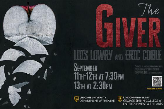 Design of an apple turning into paper with The Giver show details